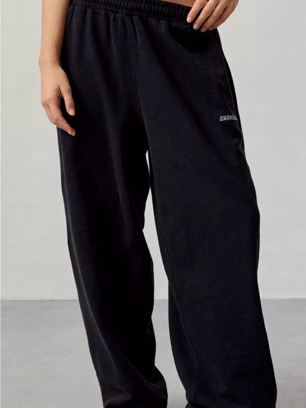 Iets Frans Black Women's Track Joggers with Subtle Side Piping.